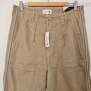 Sundry Khaki Cropped Utility Pants with Side Stripe Size 31 NWT